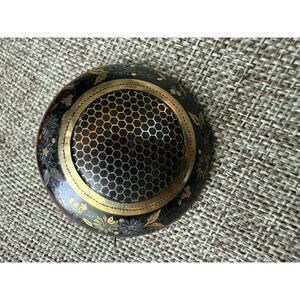 Antique French Mourning Brooch 18kt Gold Pique Early Victorian Era Brown